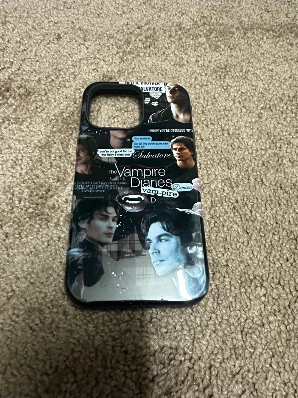 Vampire Diaries Damon Salvatore Black Decorative IPhone 14ProMax Case